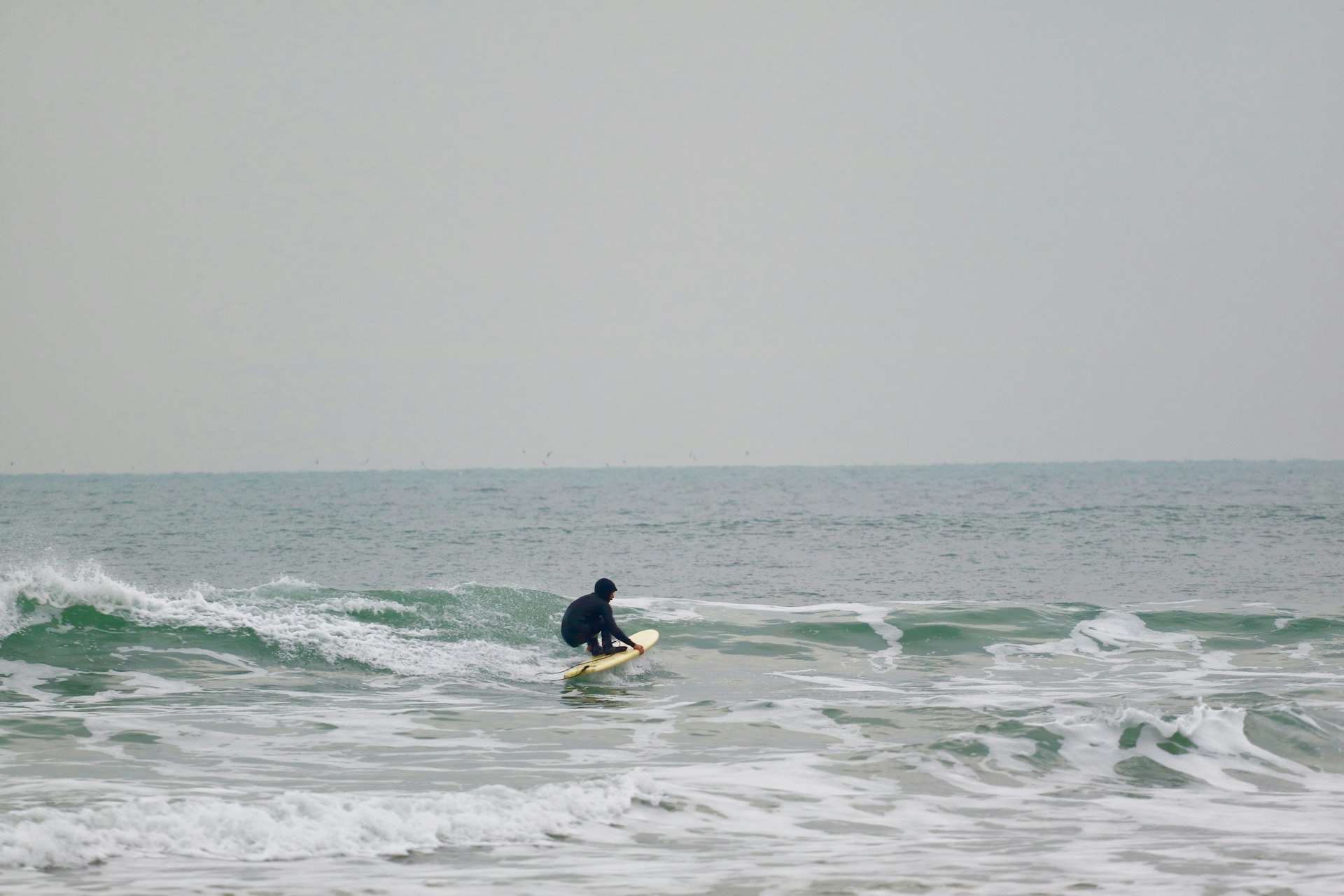 Surfer on the waters at Whitesands Bay
